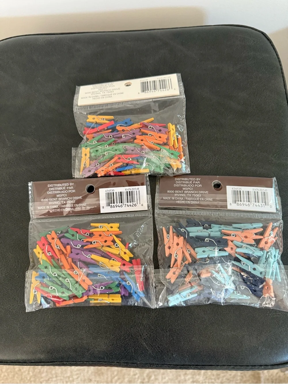 Recollections Assorted Color Mini Clothespins - Bright Multicolor Packs 3 pack